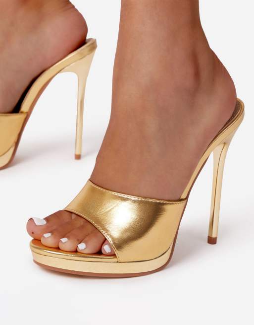 Ego x Jess Hunt Sandali stile sabot con tacco alto color oro ASOS