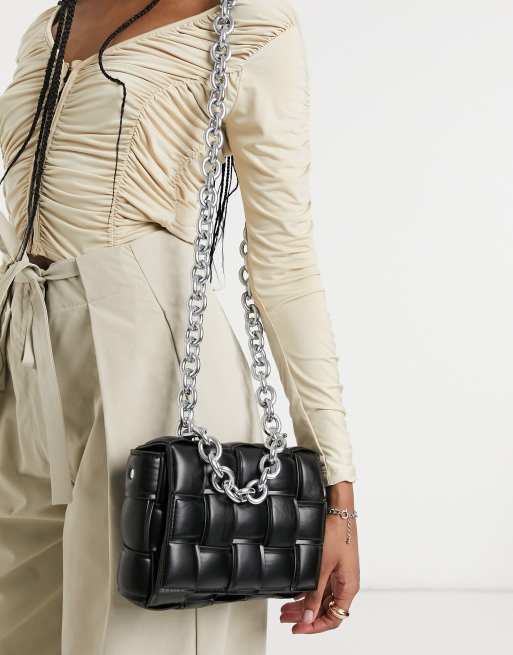 Ego x Molly Mae crossbody bag in black quilt with chain handle ASOS