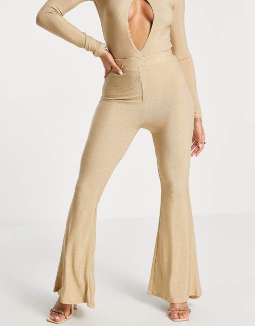 Ei8th Hour high waist flare co ord in gold glitter, 3 of 4