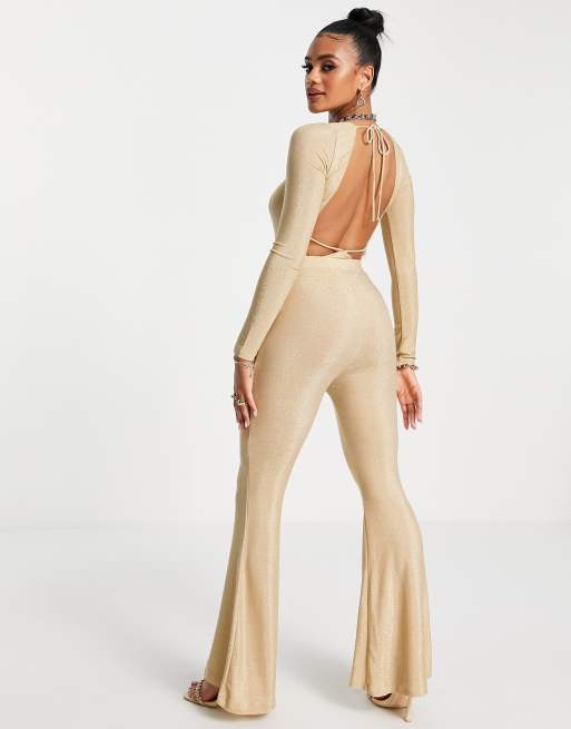 Ei8th Hour high-waist flare in gold glitter (part of a set), 2 of 4