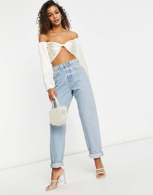 Ivory satin store crop top