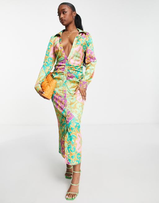 Scarf print 2025 midi dress