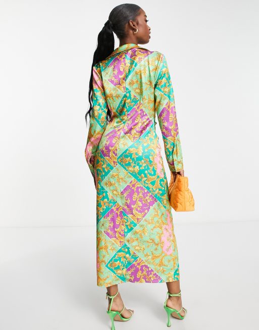 Scarf print outlet shirt dress