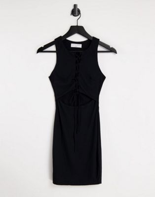 Ei8th Hour – Minikleid mit Spitze und Zierausschnitt in Schwarz