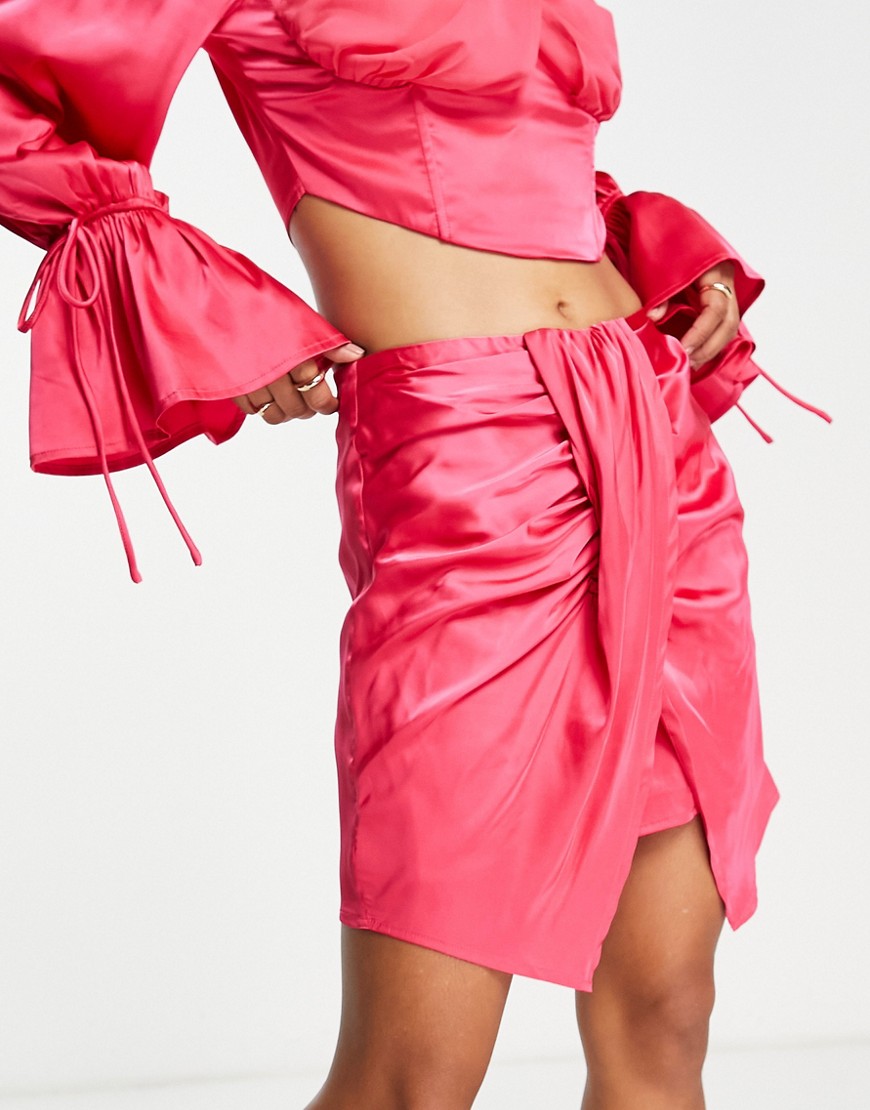 Ei8th Hour ruched satin mini skirt in pink - part of a set