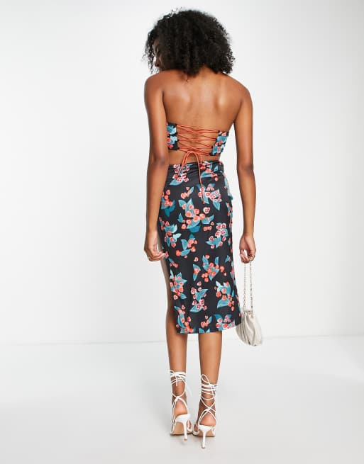 Topshop floral shop corset midi dress