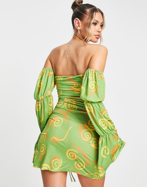 Asos green best sale bardot dress