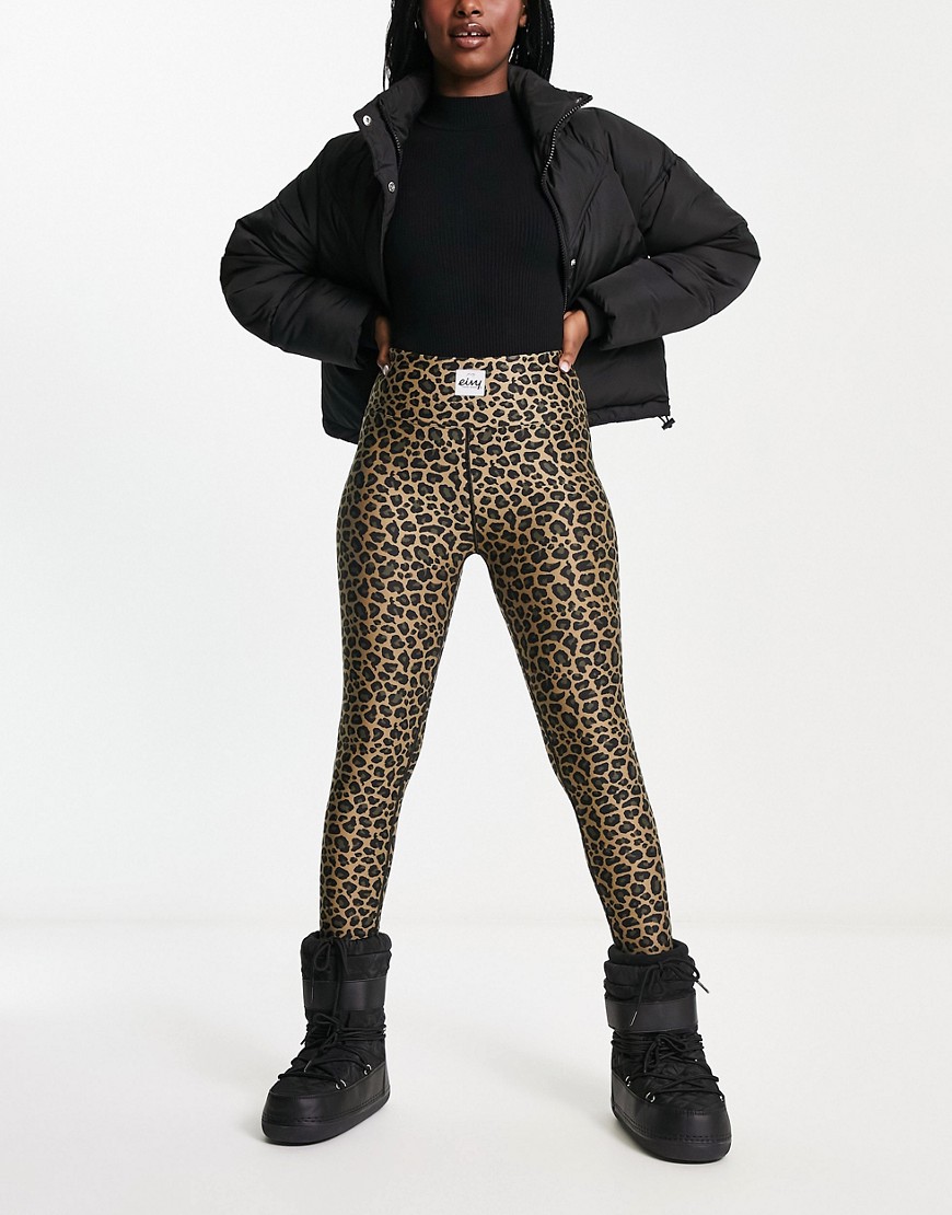 Eivy Ice Cold base layer leggings in leopard print-Brown
