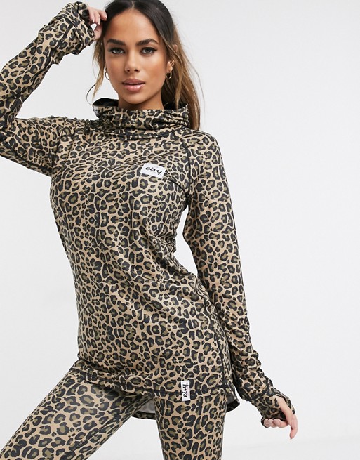 Eivy Ice cold Hood top base layer in leopard