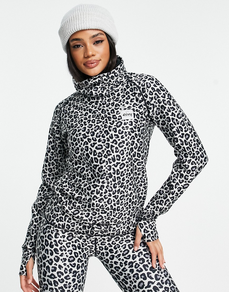 Eivy Icecold base layer gaiter top in white leopard print