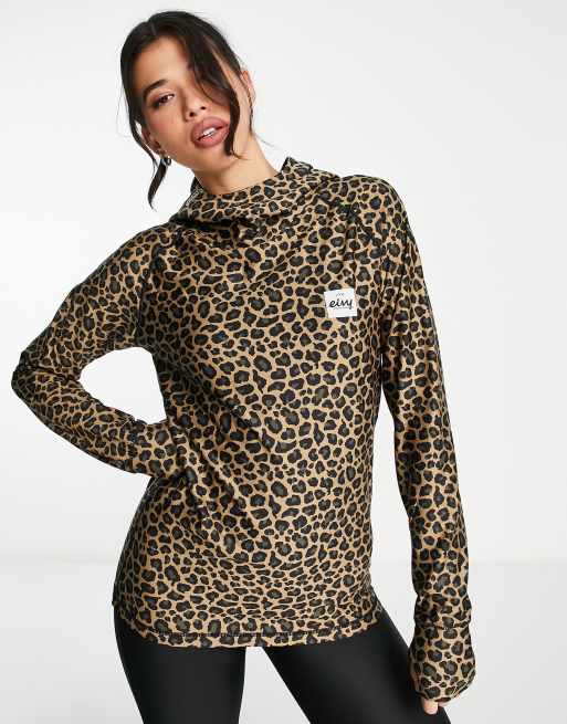 Eivy Icecold base layer hoodie in leopard print