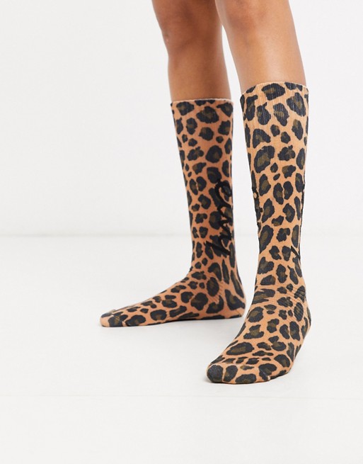 Eivy Under Knee ski socks in leopard