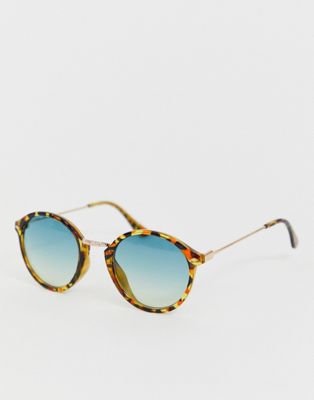 Eksklusive solbriller med blå glas og skildpaddestel fra South Beach-Brun