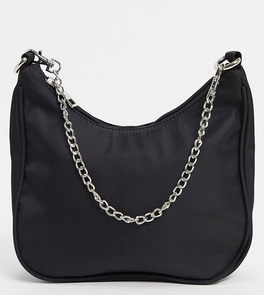 Эксклюзивная черная сумка на плечо в стиле 90-х с ремешком-цепочкой Glamorous-Черный цвет