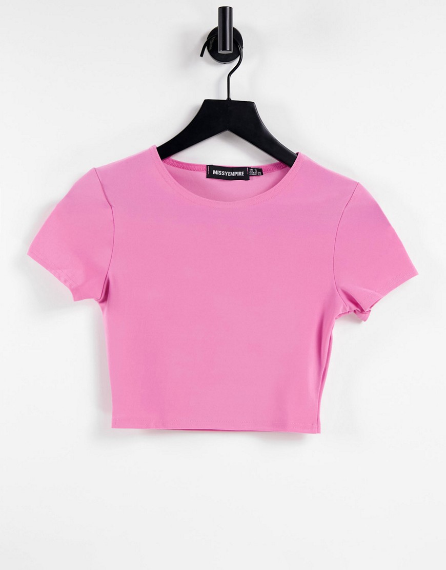 фото Эксклюзивная розовая укороченная футболка missy empire-розовый цвет missyempire