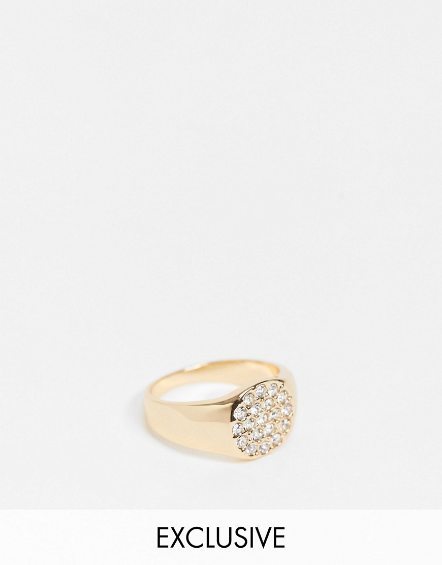 фото Эксклюзивное кольцо с камнями designb london curve-золотистый