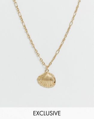 фото Эксклюзивное ожерелье с подвеской в виде ракушки с кованой отделкой liars & lovers-золотой