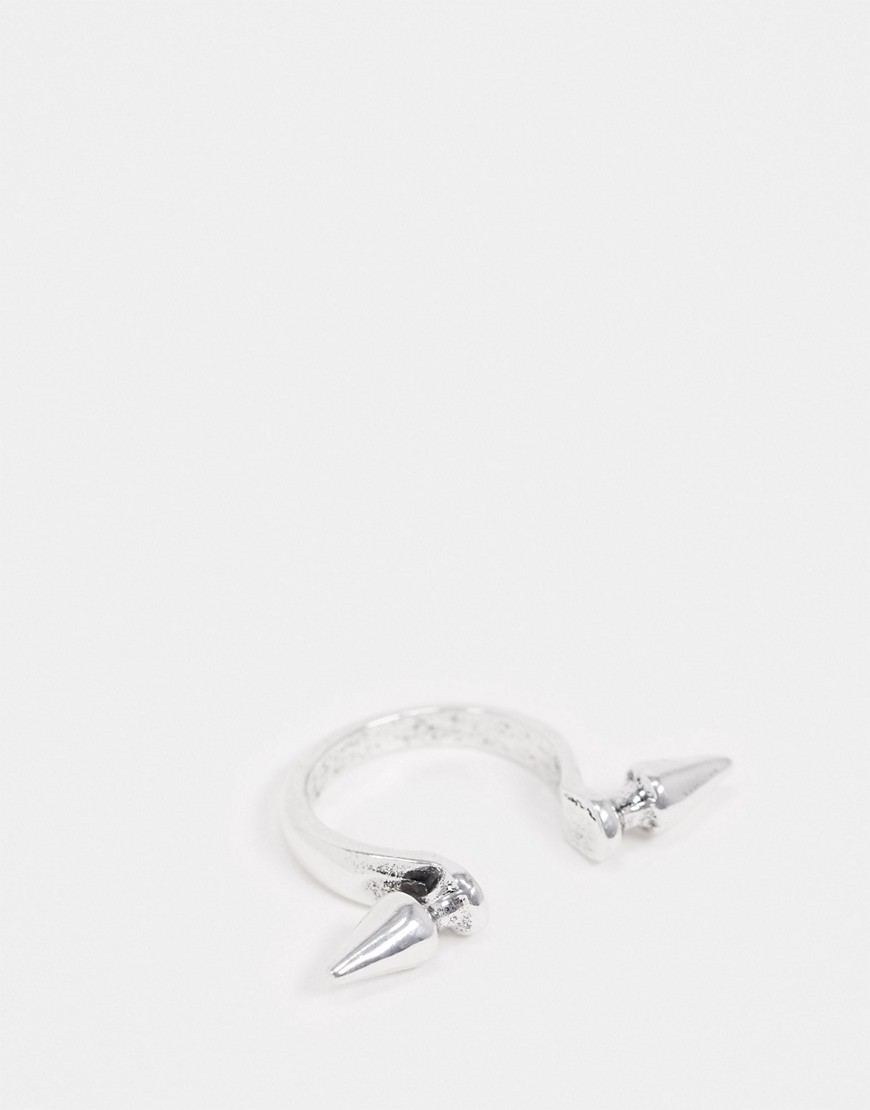 фото Эксклюзивное серебристое кольцо с шипами designb-серебряный designb london