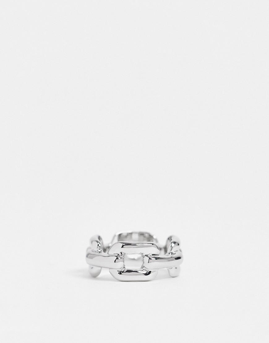 фото Эксклюзивное серебристое кольцо в форме цепочки designb london-серебристый