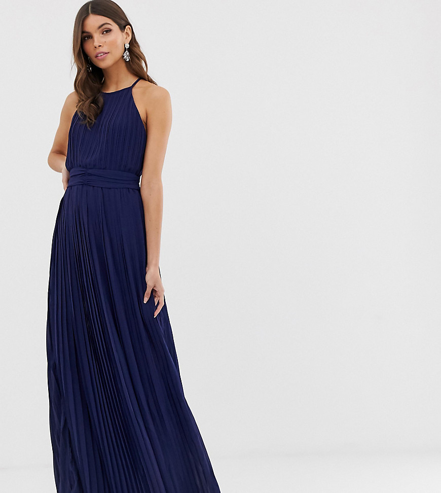 Эксклюзивное темно-синее платье макси с высоким воротом TFNC bridesmaid-Темно-синий