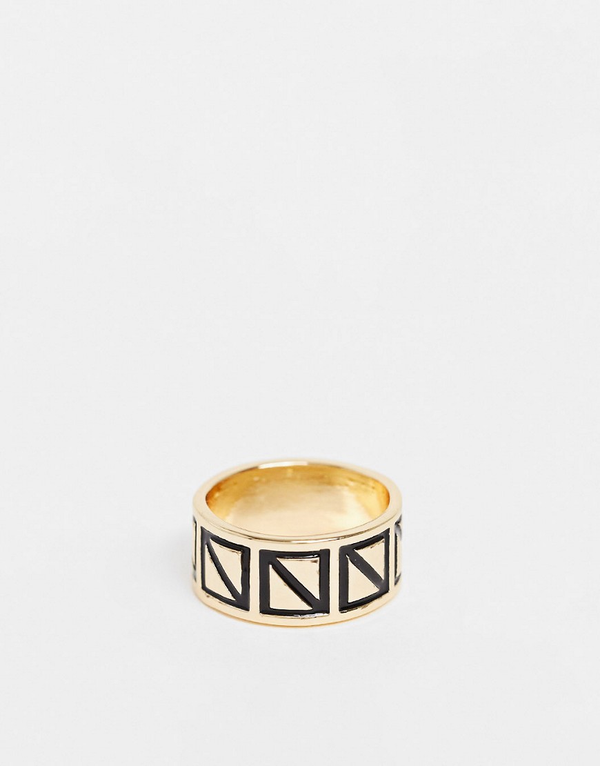 фото Эксклюзивное золотистое кольцо с гравировкой designb london curve exclusive-золотистый
