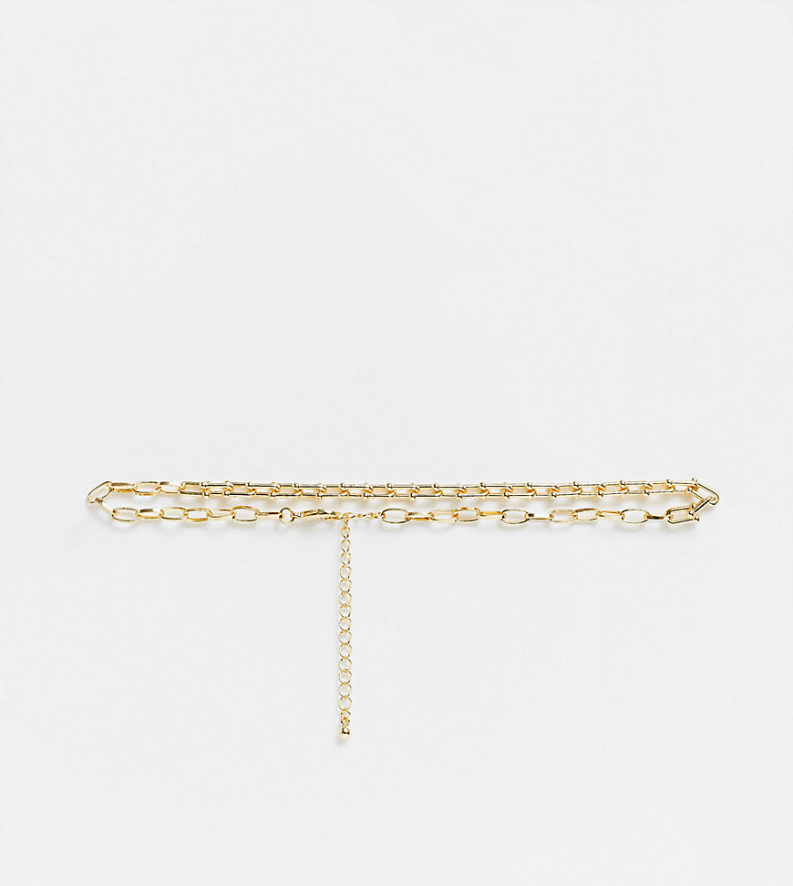 фото Эксклюзивное золотистое ожерелье-чокер из цепочек designb london curve-золотистый
