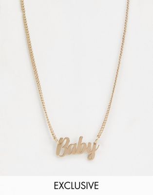 фото Эксклюзивное золотистое ожерелье с подвеской в виде надписи \"baby\" liars & lovers-золотой