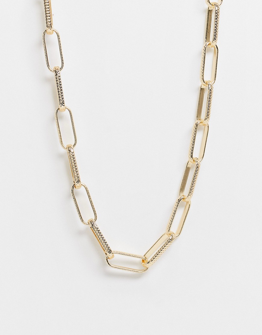 фото Эксклюзивное золотистое ожерелье с широкими переплетенными звеньями designb london curve-золотистый