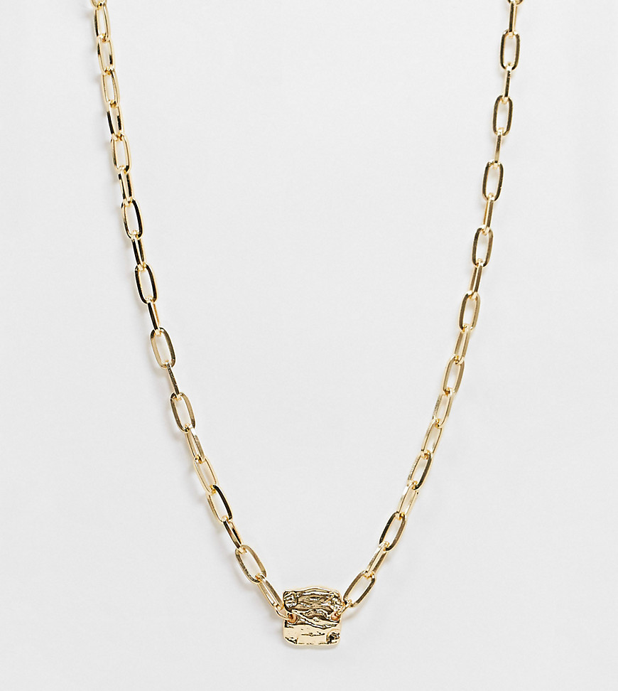 фото Эксклюзивное золотистое ожерелье-цепочка с кованой подвеской vero moda-золотистый