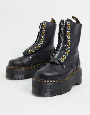 фото Эксклюзивные черные ботинки с 10 парами люверсов на платформе dr martens sinclair-черный цвет