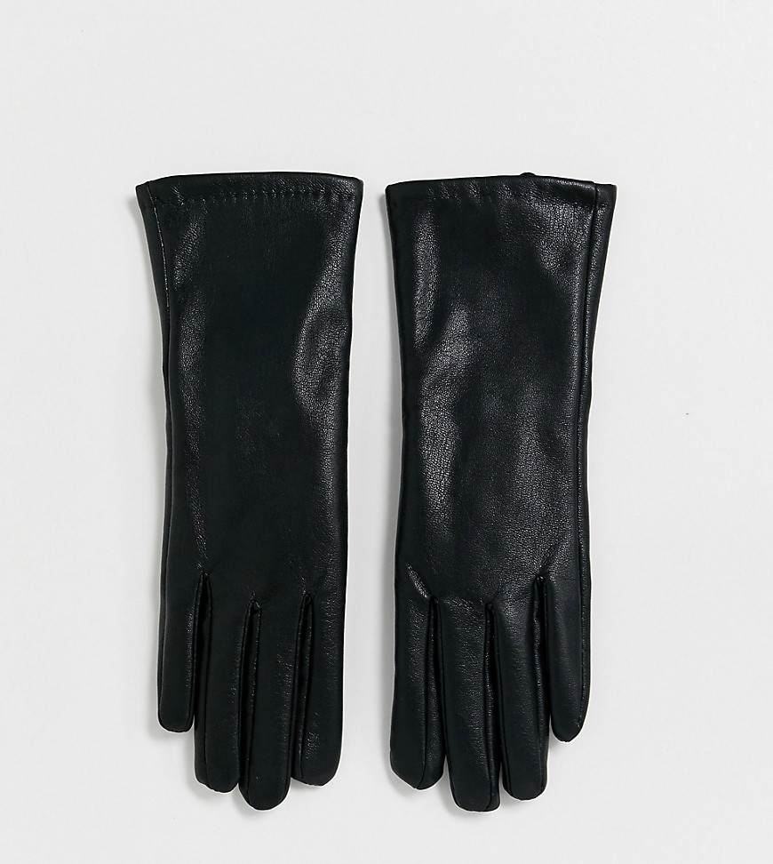 фото Эксклюзивные черные перчатки из искусственной кожи со вставками для сенсорных экранов my accessories london-черный