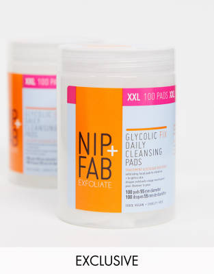 фото Эксклюзивные очищающие диски nip+fab x asos - exclusive glycolic fix daily cleansing pads (скидка 50%)-бесцветный