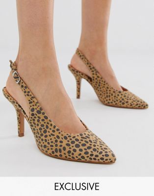 фото Эксклюзивные туфли на каблуке с ремешком через пятку и леопардовым принтом glamorous-мульти