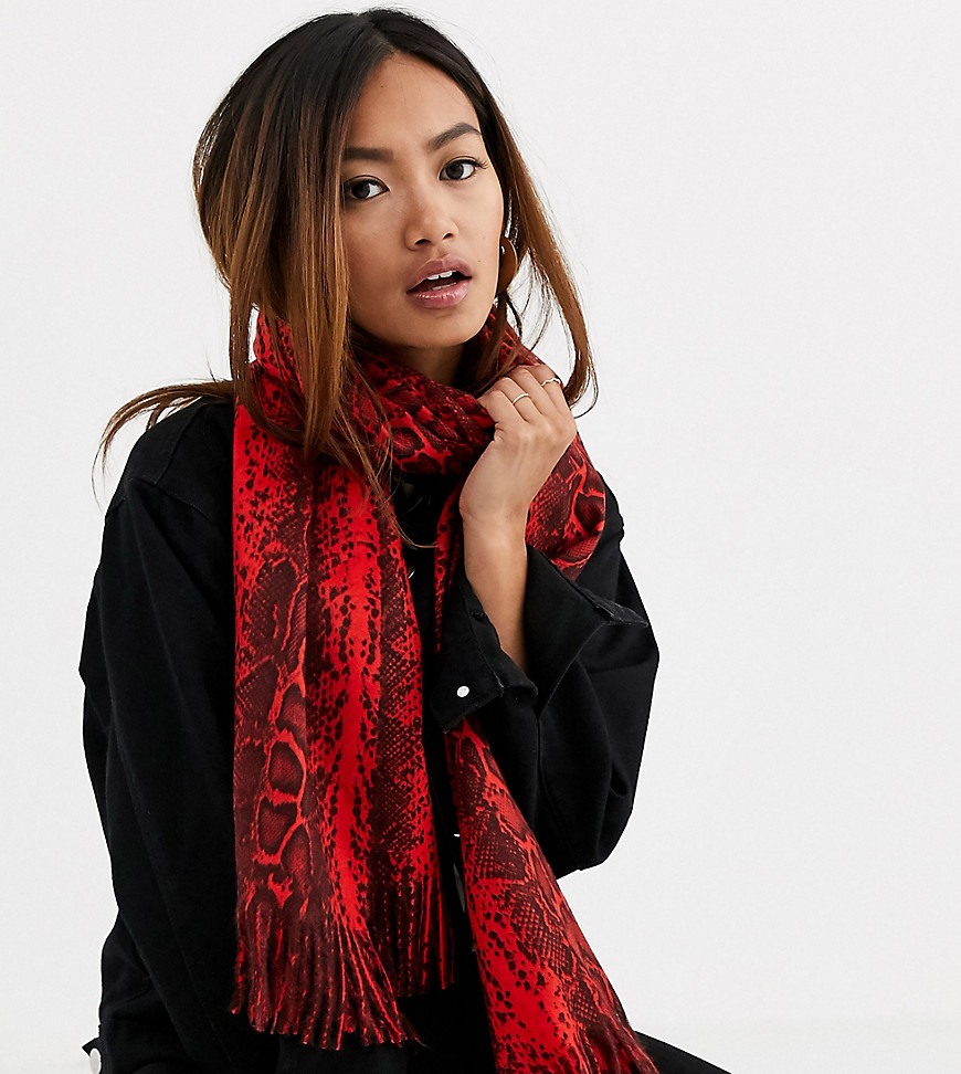 фото Эксклюзивный красный шарф со змеиным принтом my accessories london