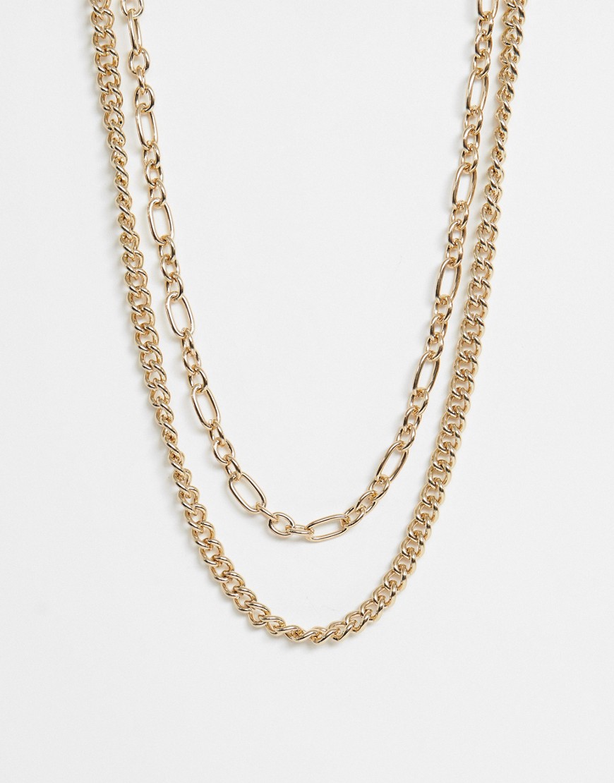 фото Эксклюзивный набор из 2 золотистых ожерелий-цепочек с крупными звеньями liars & lovers-золотой