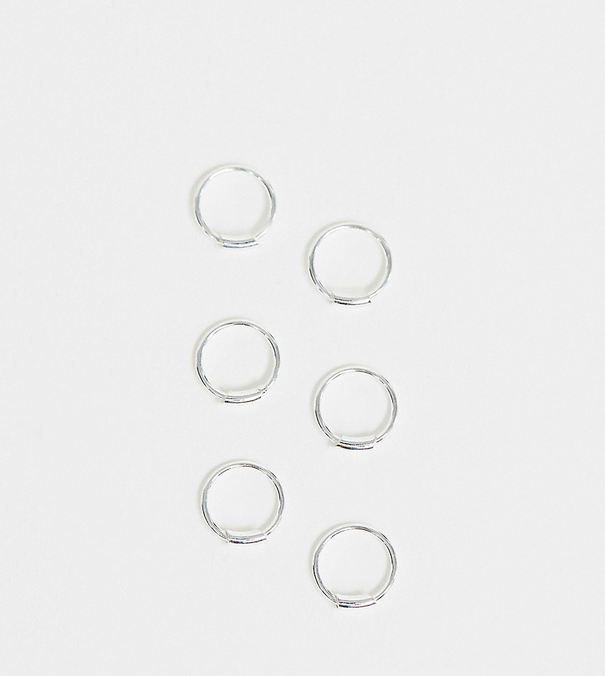 фото Эксклюзивный набор из 3 пар маленьких серебряных сережек-колец kingsley ryan-серебряный