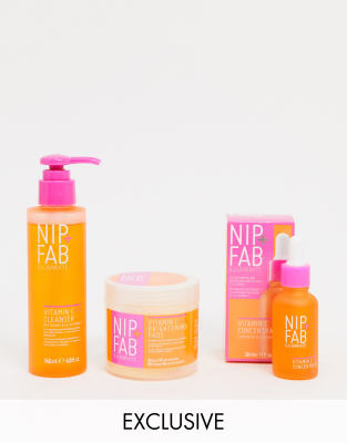 фото Эксклюзивный набор из 3 средств для кожи nip+fab x asos - exclusive vitamin c brightening 3 step regime-бесцветный