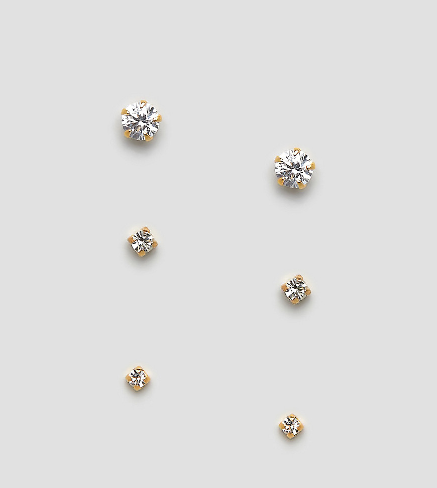 фото Эксклюзивный набор серебряных позолоченных сережек-гвоздиков с камнями kingsley ryan-золотой