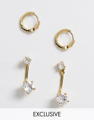 фото Эксклюзивный набор серег с кристаллами swarovski от accessorize-золотой