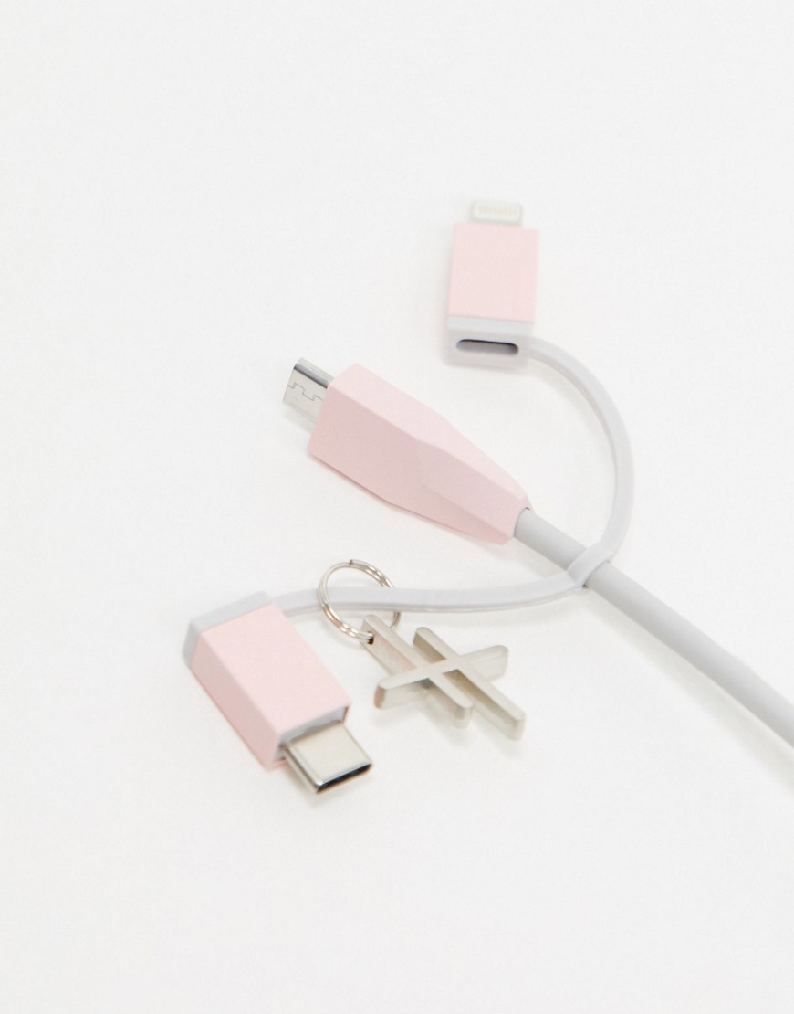 Эксклюзивный розовый кабель для зарядки 3 в 1 Thumbs Up-Бесцветный