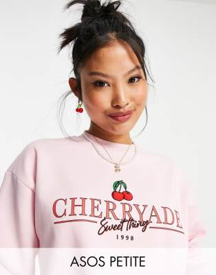 фото Эксклюзивный розовый свитшот с принтом "cherryade" asos design petite-розовый цвет asos petite