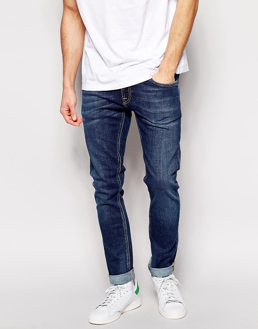 фото Эластичные джинсы скинни цвета индиго nudie jeans tight long john-синий