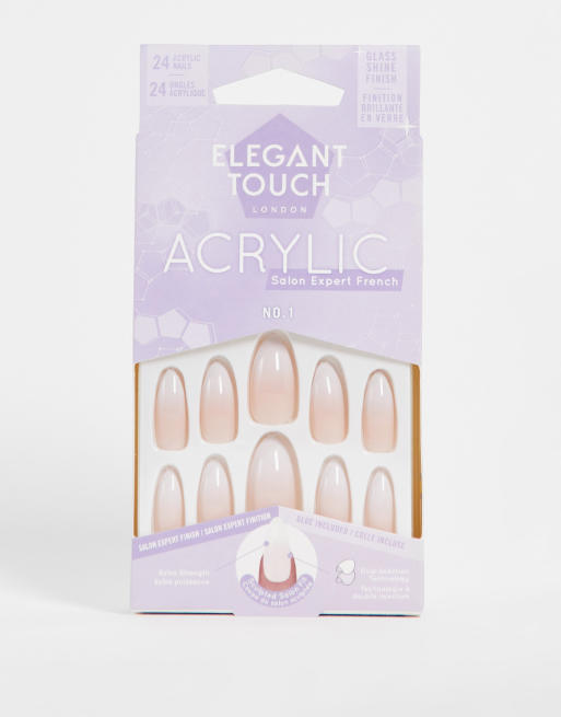 Elegant Touch – Akrylowe sztuczne paznokcie z efektem french ombre nr 01