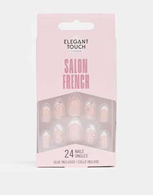 24 Faux Ongles French Rose - Marque Elegant Touch London - Avec Colle Incluse - Neuf Dans Son Emballage