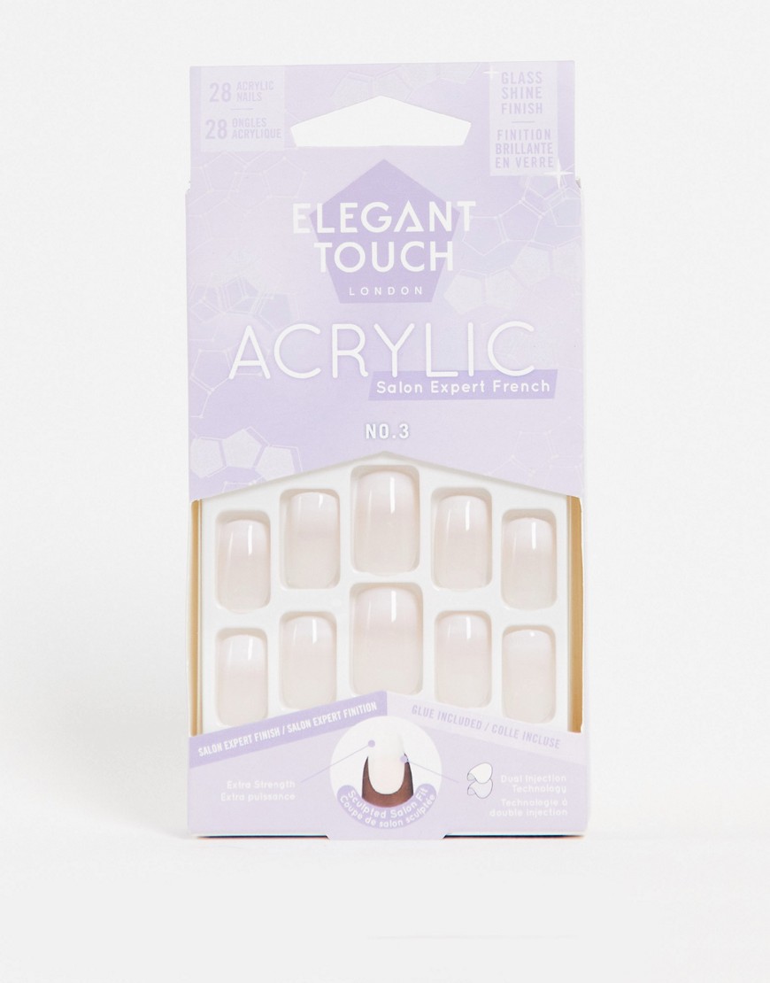 elegant touch - french long - fyrkantiga lösnaglar i akryl - no. 3-pink