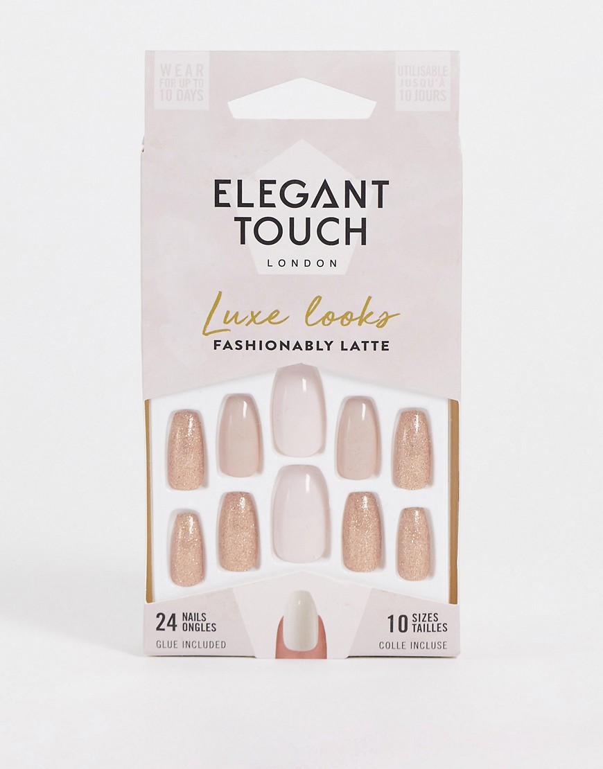 Elegant Touch Luxe Looks False Nails - Fashionably Latte-Multi