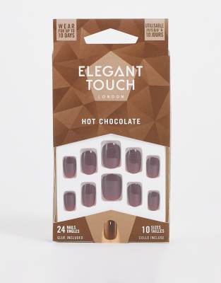 Elegant Touch Fake Nails 'Iced Rose' – 24 Nägel In 12 Größen, Mit Kleber, Rosa Mit Holografischem Glitzer