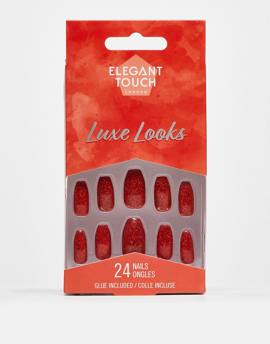 Elegant Touch Luxe Looks False Nails Red Velvet