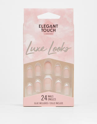 24 Faux Ongles Elegant Touch London Pink Dust - Avec Colle, Neufs, Facile à Poser