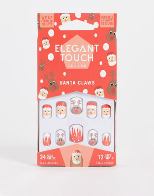 Elegant Touch Fake Nails 'Iced Rose' – 24 Nägel In 12 Größen, Mit Kleber, Rosa Mit Holografischem Glitzer